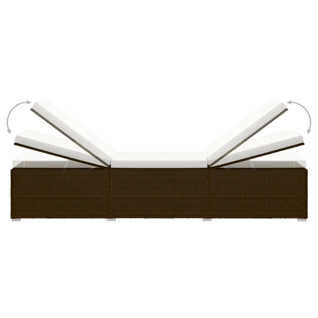 Lettini Prendisole con Tavolino 3 pz-Set di 3 Lettini per esterni in Polyrattan Marrone