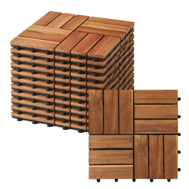 MA MAISON SET DI PIASTRELLE PER PAVIMENTO DA ESTERNO MODELLO WOOD IN ACACIA 30X30X2H CM - 0,36 M2 18 PEZZI