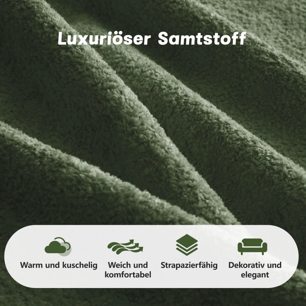 Divano modulare in velluto verde con pouf abbinabile
