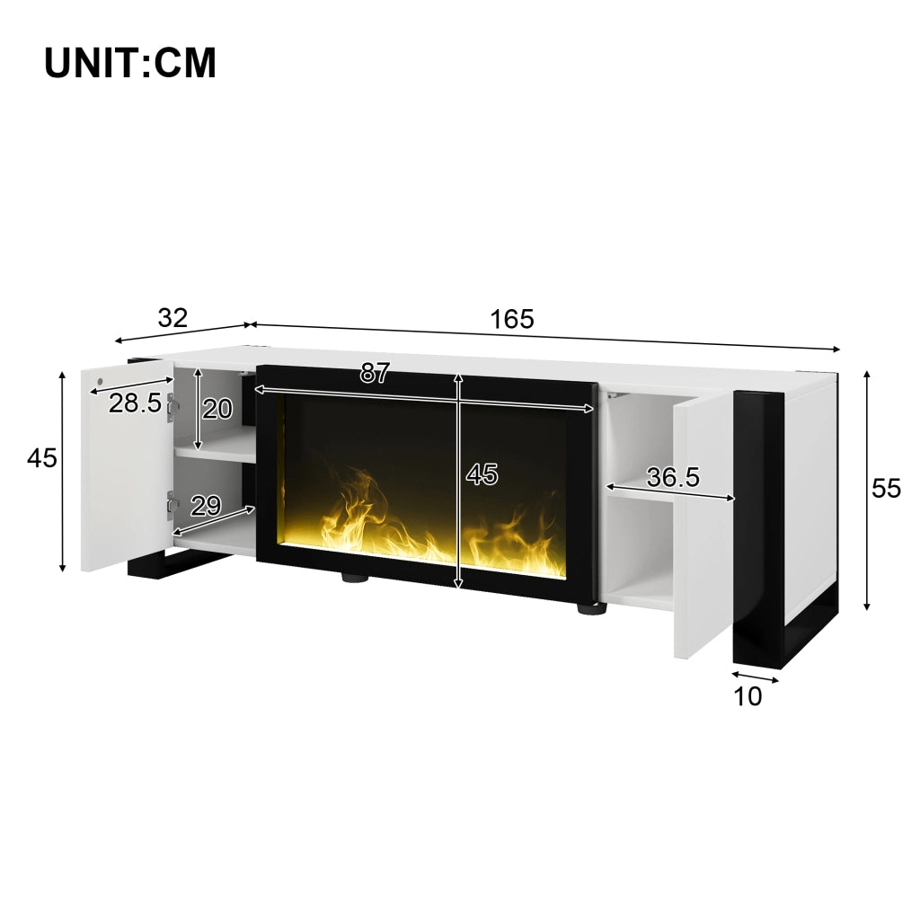 TV-Schrank White+Black in Spanplatte 165 cm
