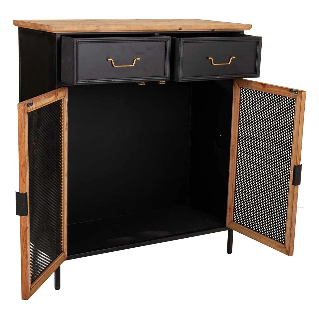 Mobile da ingresso in legno e metallo nero 80x34x90h