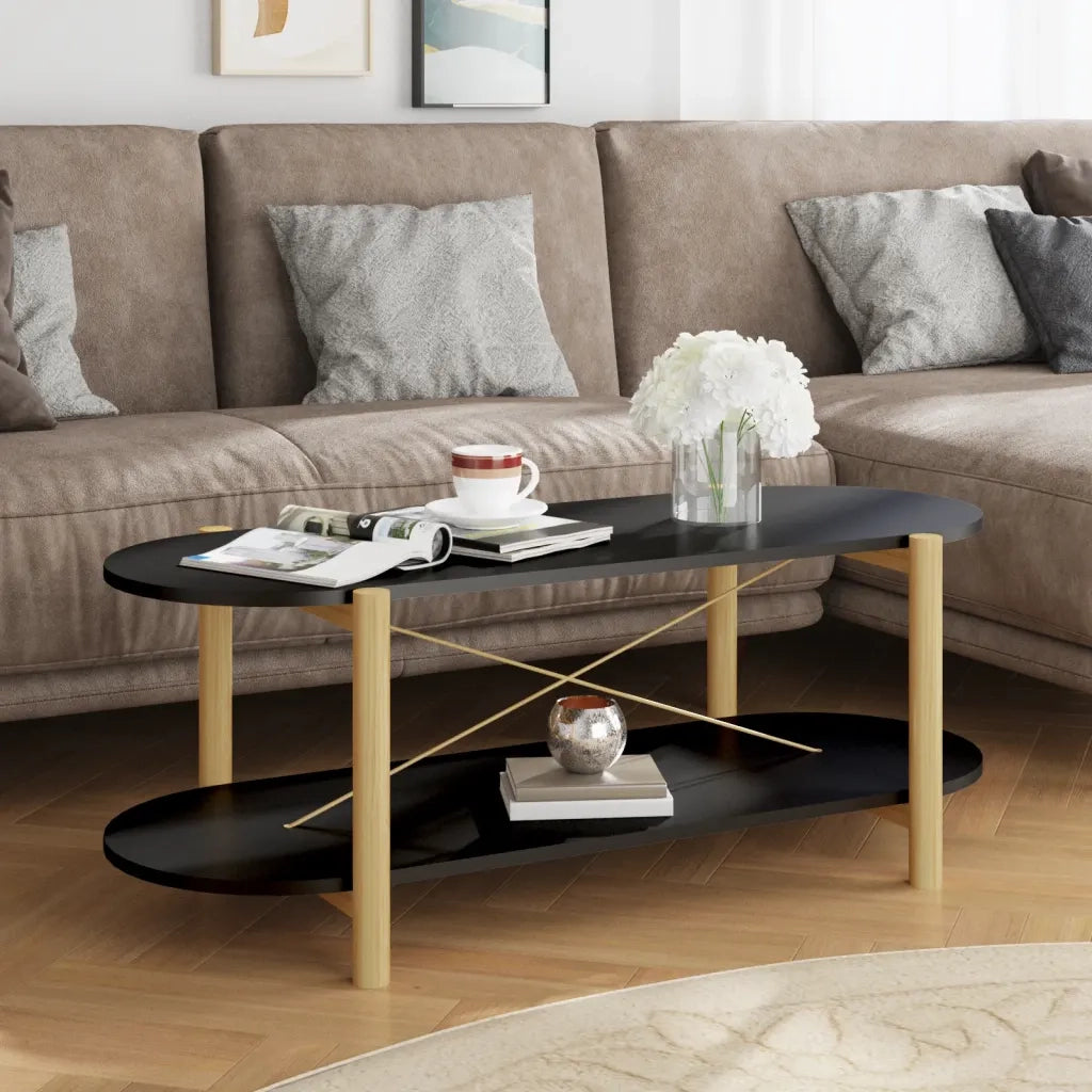 Tavolino da Salotto Nero 110x48x40 cm in Legno Multistrato 345688