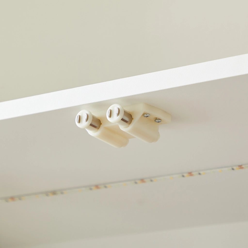 Vetrina in vetro a quattro piani bianca con LED e sensori, 80x35x165 cm, per soggiorno e ufficio