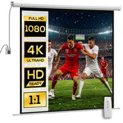 Schermo di Proiezione Motorizzato 85 Pollici 4K HD Elettrico da Parete e Soffitto con Telecomando per Home Cinema e Ufficio