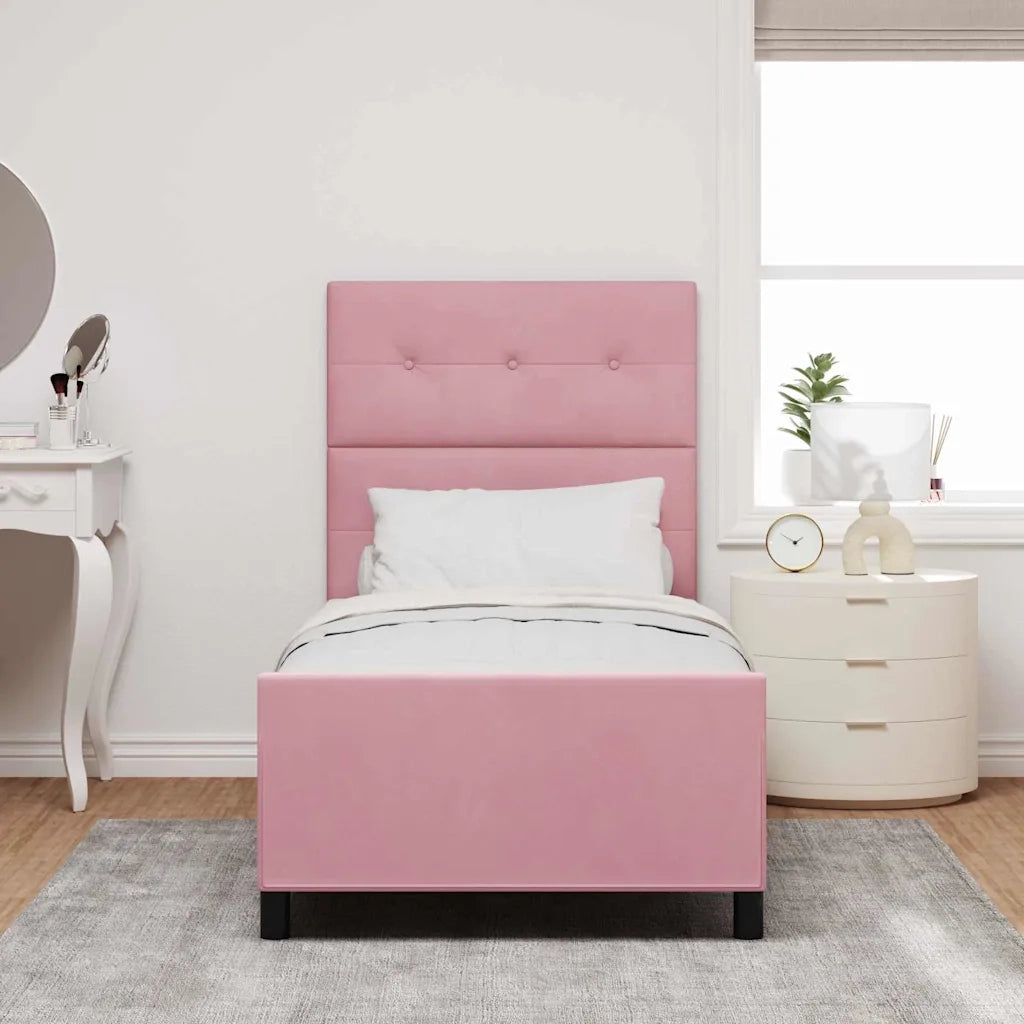 Letto a molle con testiera Rosa 100 x 200 cm Velluto