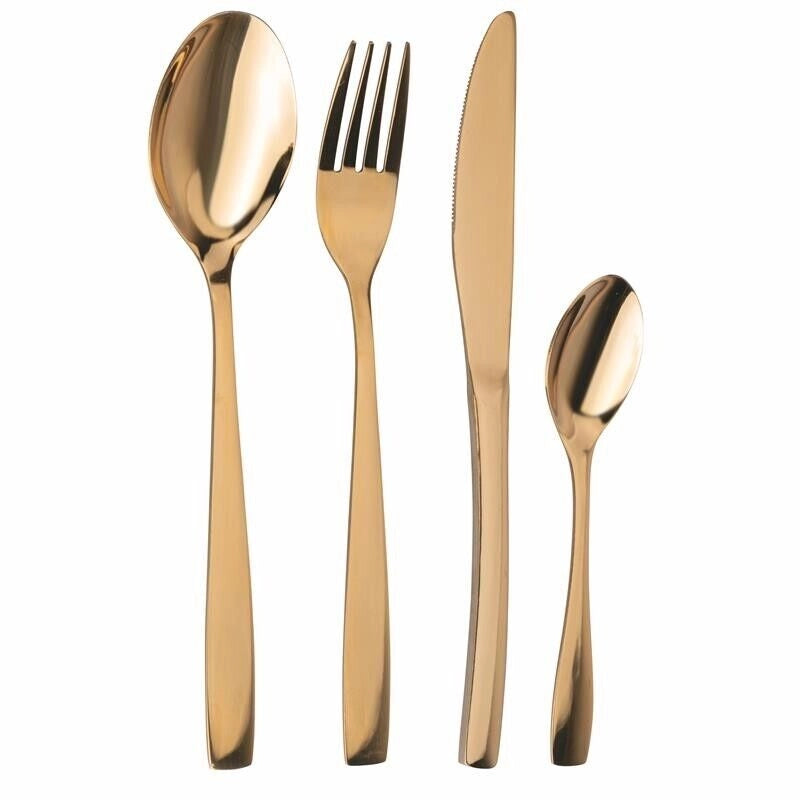 SET 16 POSATE MANHATTAN IN COLORE ORO LUCIDO