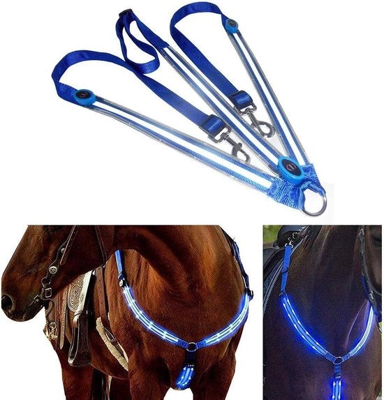 Servizio da toletta con alta visibilità, regolabile e con LED, pettorale del cavallo, attacco con sicurezza per l'equitazione.