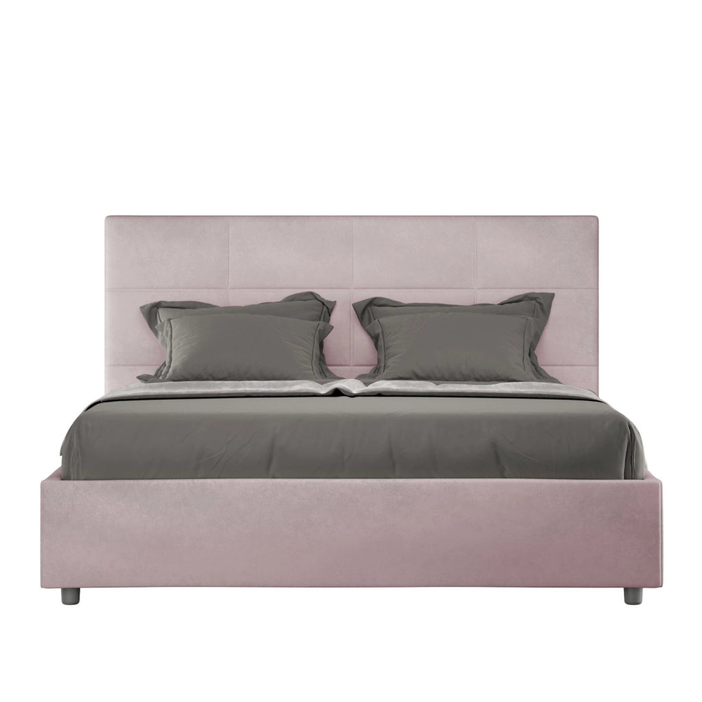 ityhome Letto matrimoniale king size con rete imbottito 170x200 microfibra glicine Mika