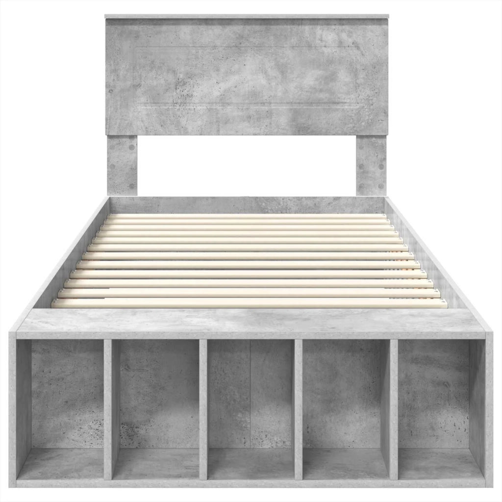 Struttura del letto con lo scaffale Grigio cemento 70 x 190 cm