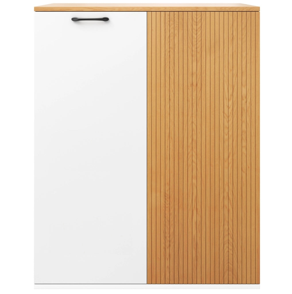 Armadio Archivio Moderno 80x40x110 cm in MDF Bianco e Rovere con Ante Soft-Close