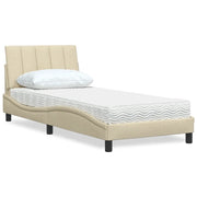 Letto con Materasso Hanko Crema 90x190 cm in Tessuto