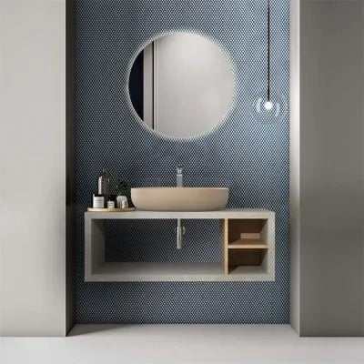 Inserto reversibile in rovere miele per mobile bagno sospeso aperto Master