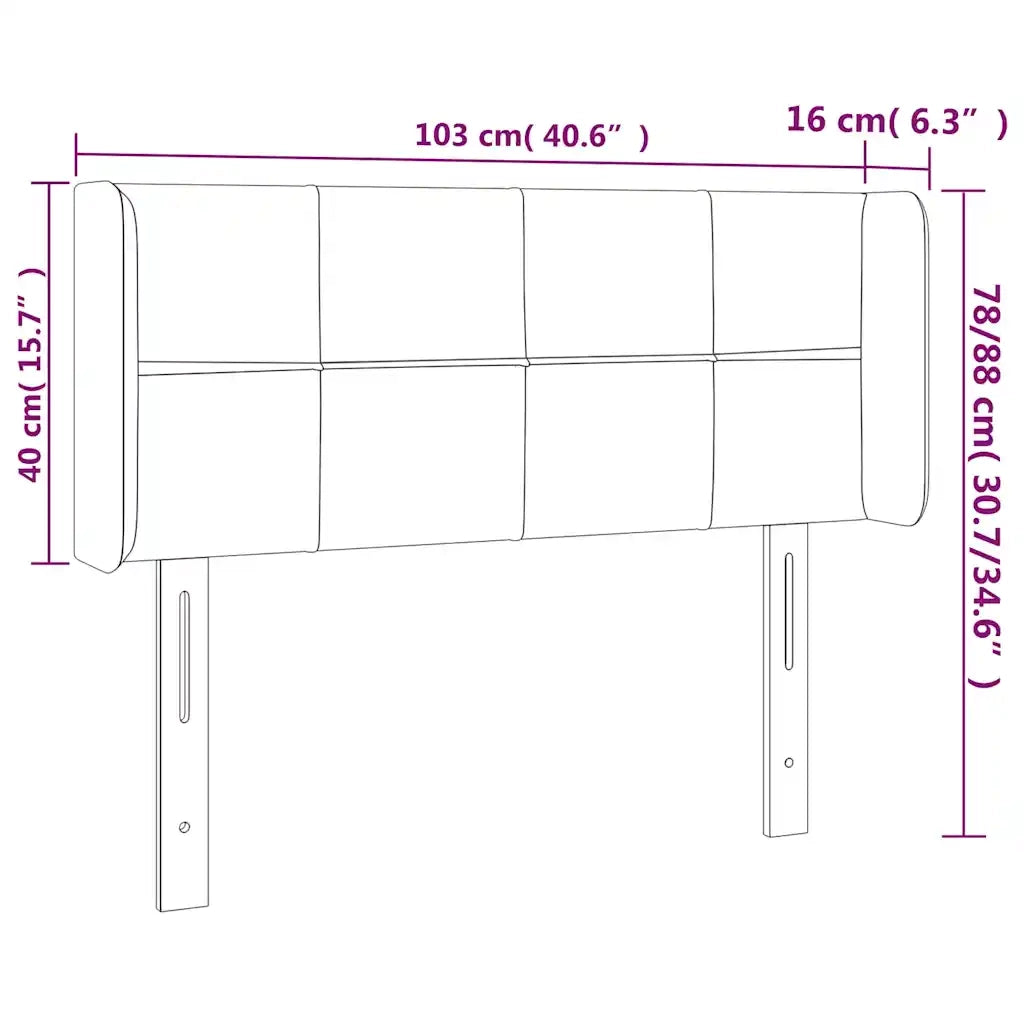 Testiera | Testata ad Orecchio Blu Scuro 103x16x78/88 cm in Velluto