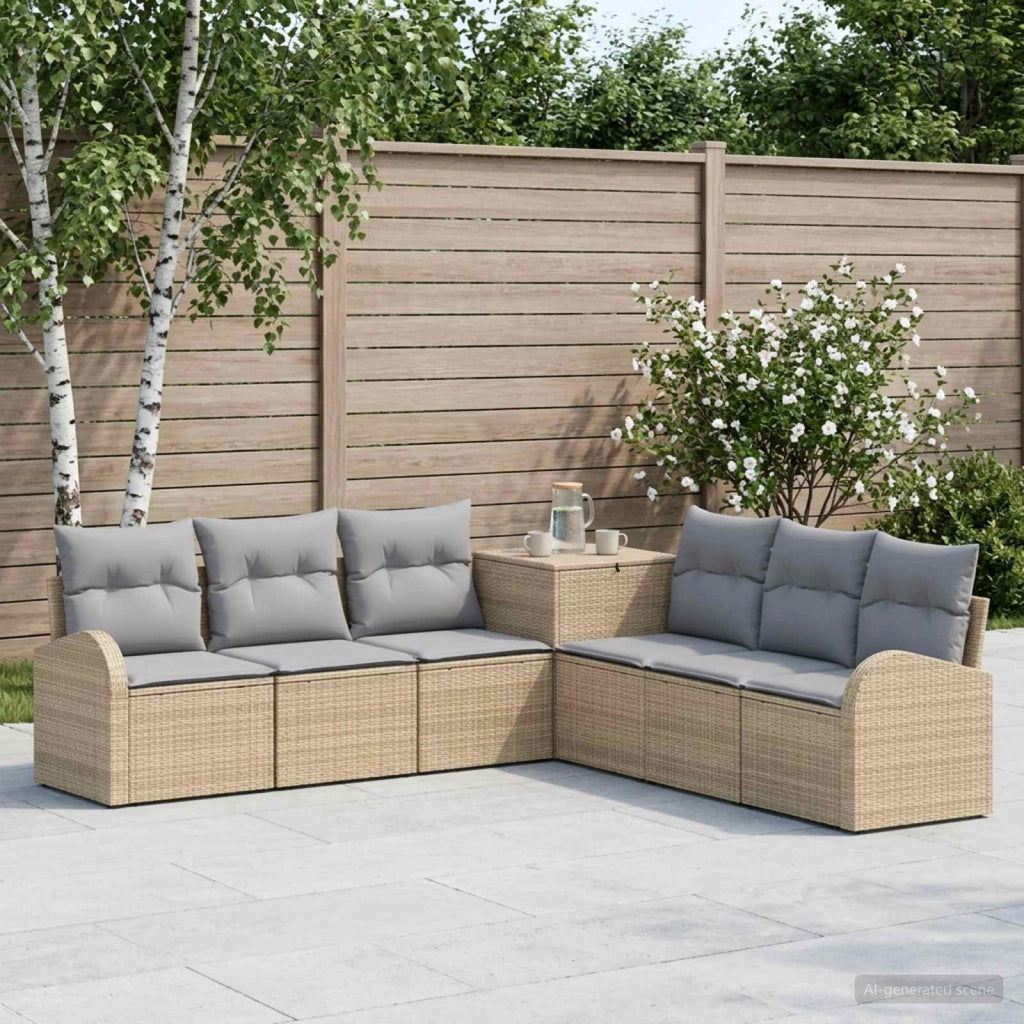 Set di divani 7 pz Beige e Grigio Chiaro 3448709