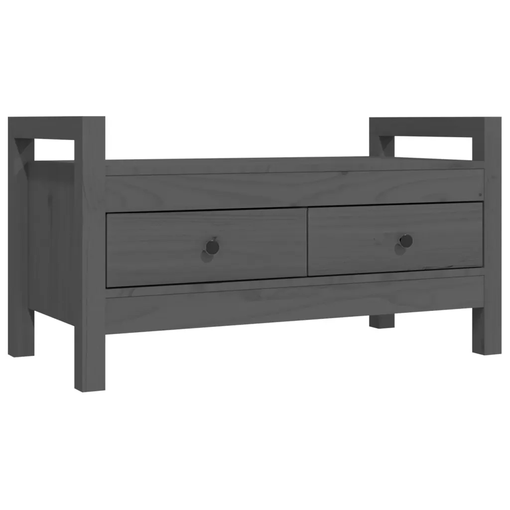 Panca da ingresso-Sgabello-Panca da Corridoio Grigio 80x40x43 cm in Legno Massello di Pino