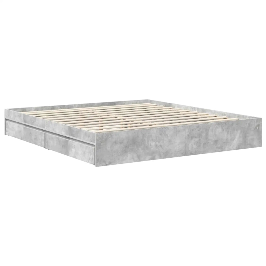 Letto con Contenitore con testiera Grigio cemento 180 x 200 cm 3411551