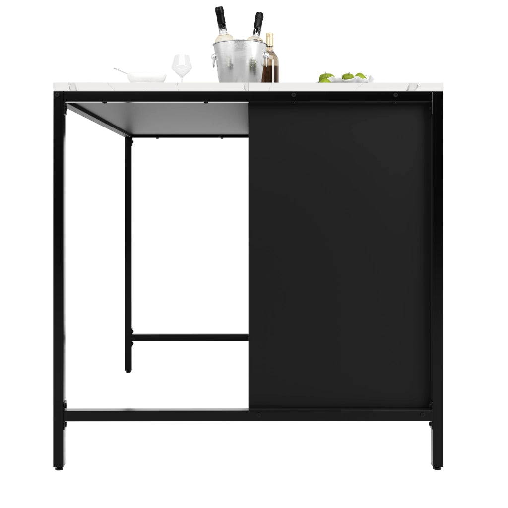 Isola cucina con ruote 120 x 40 x 95 cm; piano ribaltabile in MDF e metallo; nero con effetto legno