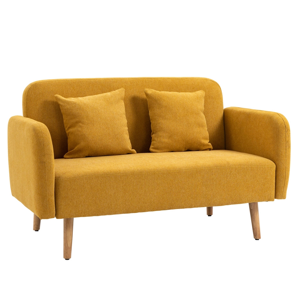 Divano 2 posti in velluto giallo con cuscini ¨C Xylo ¨C 130x70x80 cm