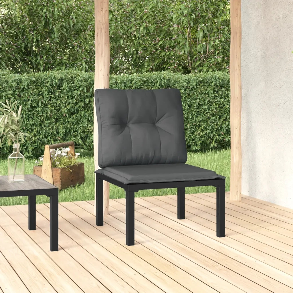 Poltroncina-Poltrona da Giardino con Cuscini Polyrattan Nero e Grigio