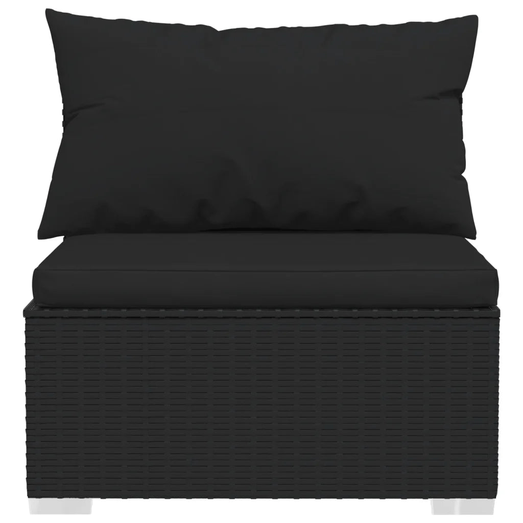 Divano a 3 Posti con Cuscini in Polyrattan Nero 317522