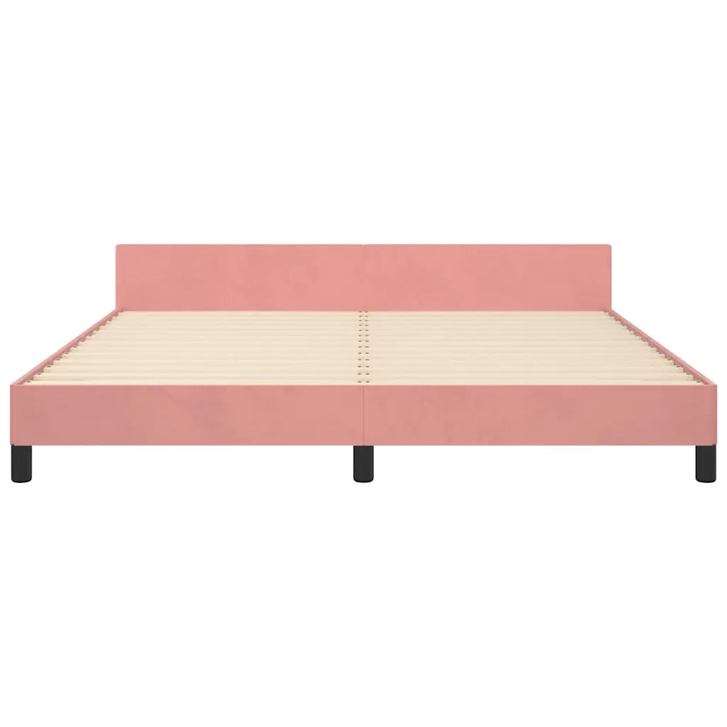 Giroletto con Testiera senza Materasso Rosa 160x200 cm Velluto 347584