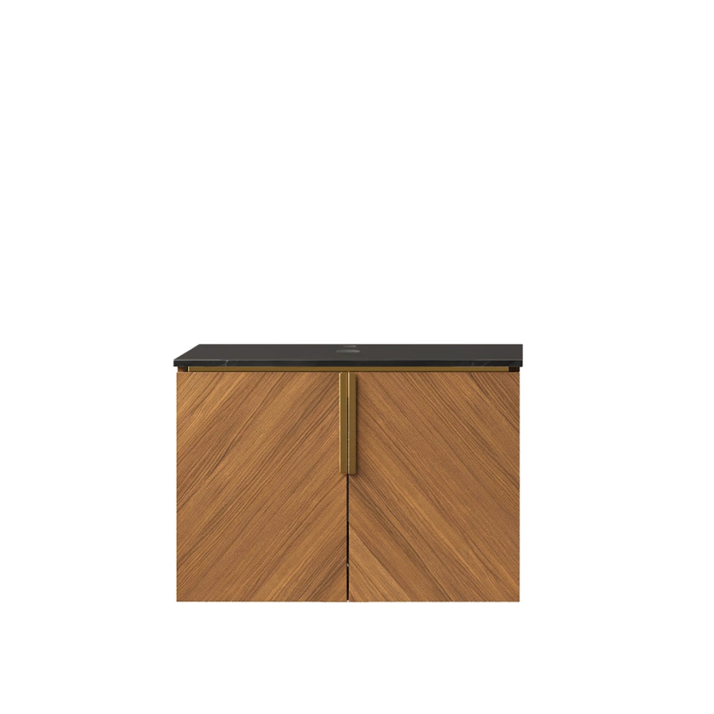 Mobile sottolavabo con 2 ante - per bagno - in compensato - 69×58×20 cm - rovere