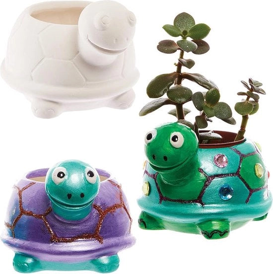 Vaso Ceramico Floreale Schildpad - Pacchetto da 2, Pianta da Verniciare