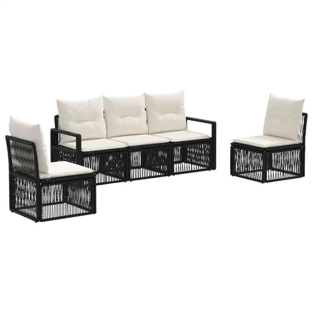 Set Divano da Giardino 5 pz Nero polyrattan 3435667