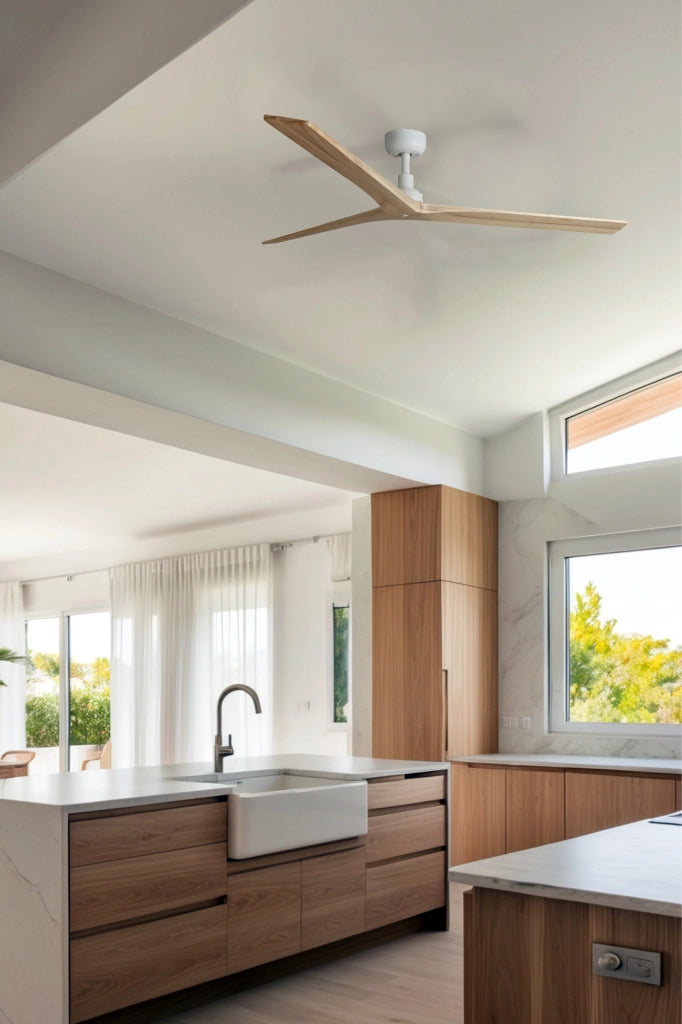 KLIM L Ventilatore da soffitto bianco/pino TUYA