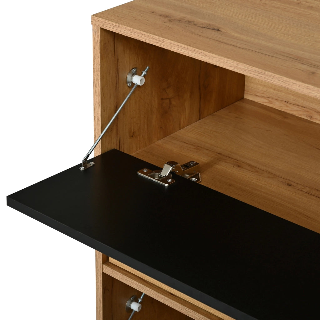 Credenza bicolore 140 cm con 2 cassetti e vani contenitore