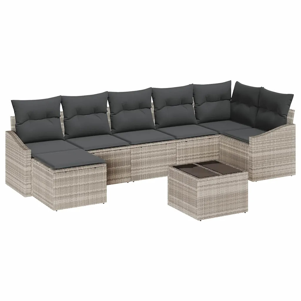 Set Divano da Giardino 8 pcs Grigio chiaro polyrattan