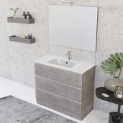 Mobile bagno 100 cm grigio cemento con specchio e lavabo incluso Master