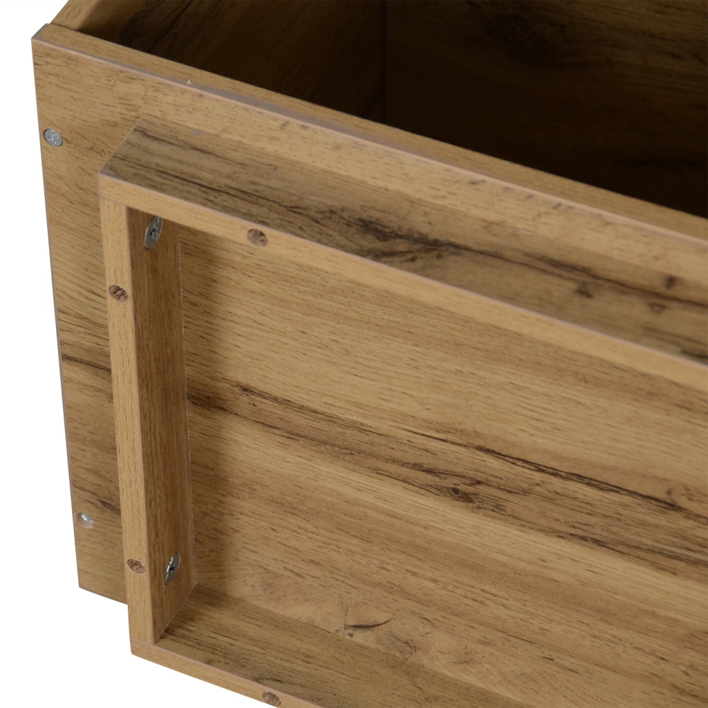 Scarpiera per ingresso con 3 vani aperti e 2 scomparti a ribalta in MDF naturale e nero 120 ¡Á 32 ¡Á 84.5 cm