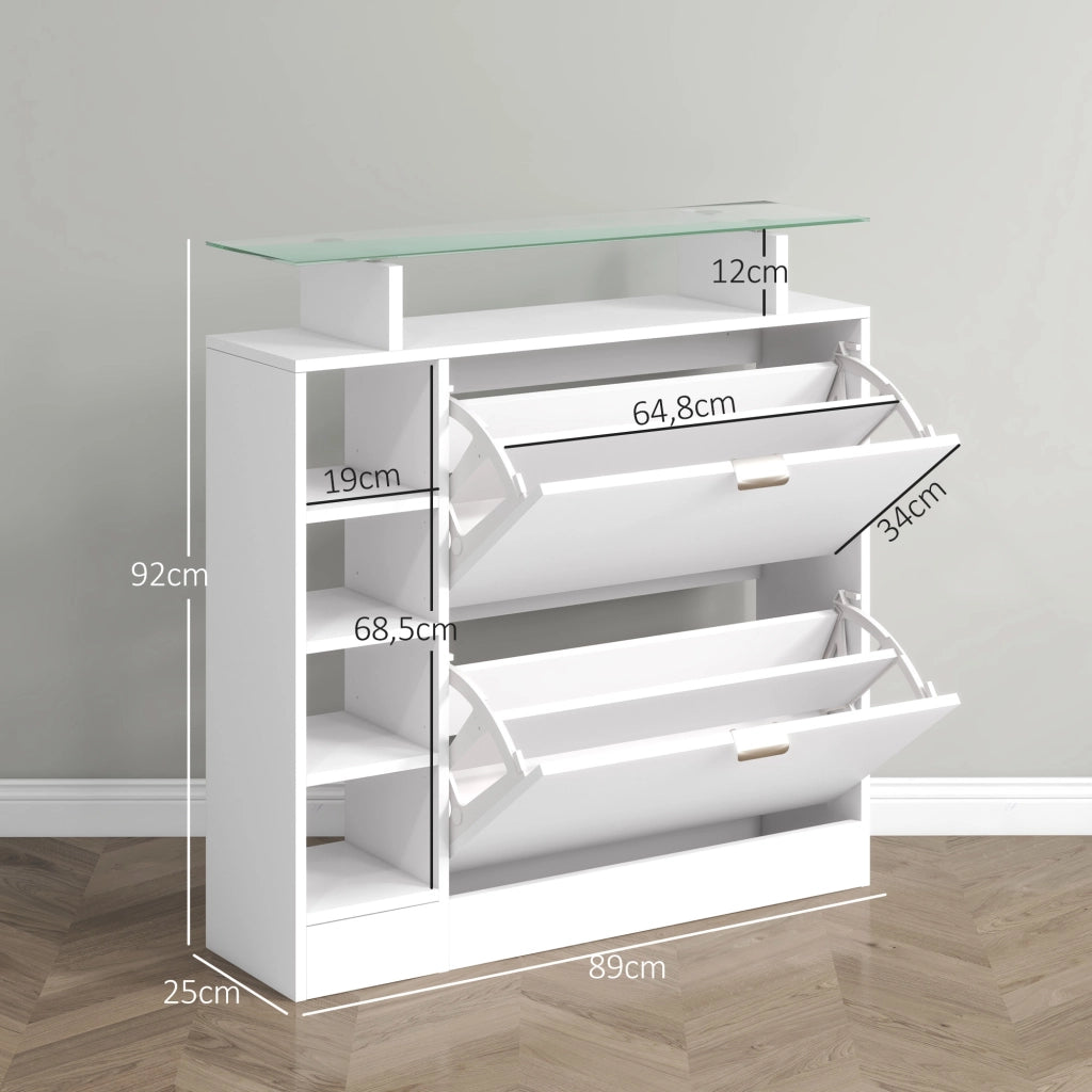 Scarpiera con cassetti e ripiani ¨C Minimal ¨C bianco, 89x25x92 cm