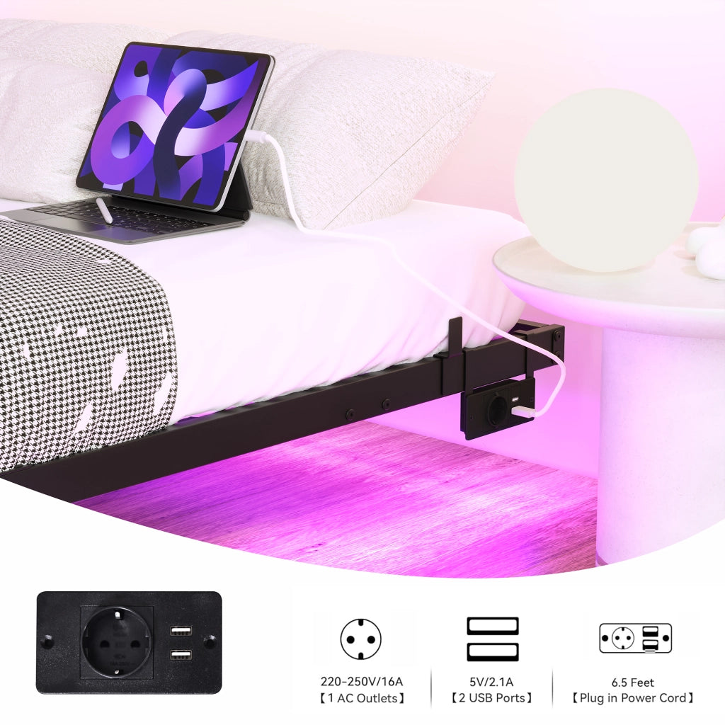 letto a sospensione metallo nero 140 x 200 cm
