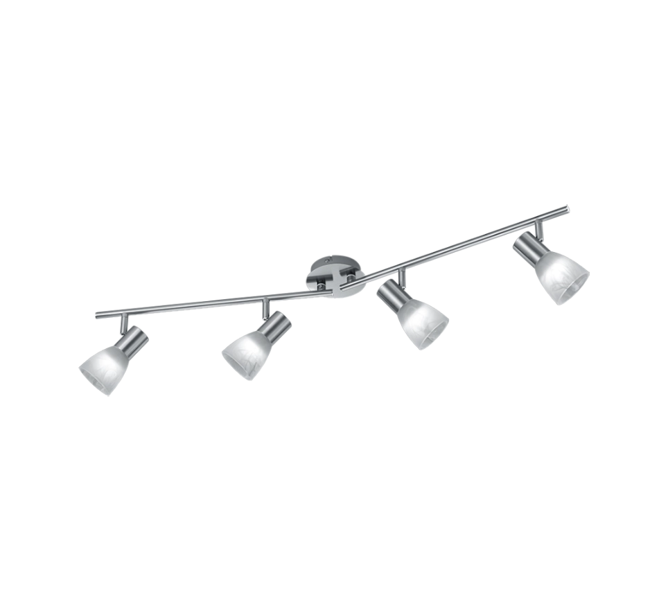 Faretti Barra 2 Spots Led 4 Luci Acciaio con Vetri Alabastro 90cm Visto GD Trio