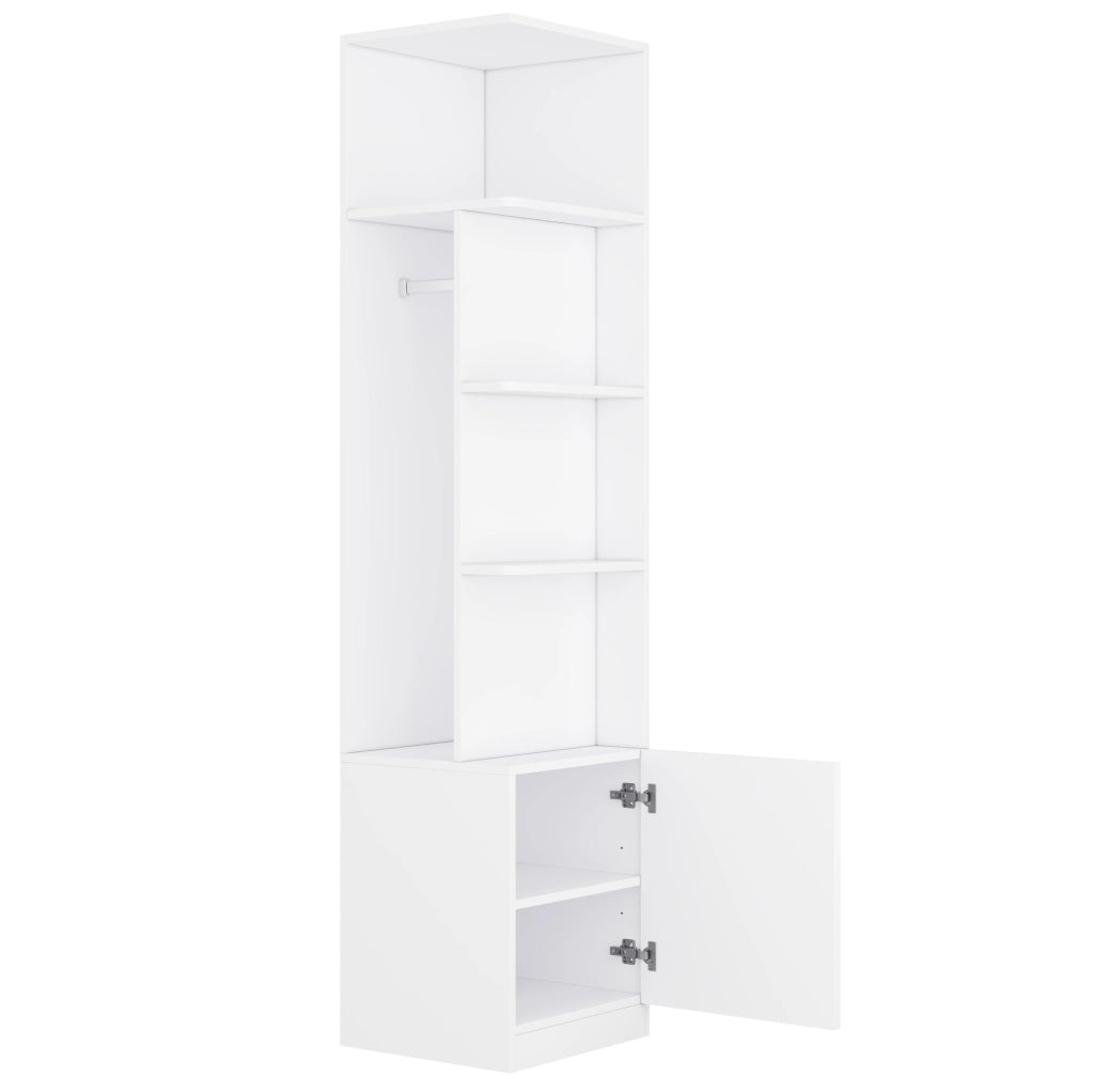 Armadio guardaroba 135x45x200 cm con 2 appendiabiti e 2 cassetti bianco HOMVRA