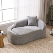 Divano letto 2 posti con chaise longue e cuscino in ciniglia grigio chiaro