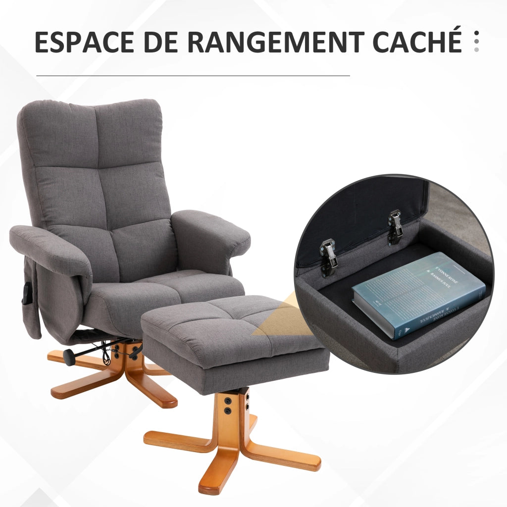 Poltrona massaggiante reclinabile ¨C Minimal ¨C Grigio scuro
