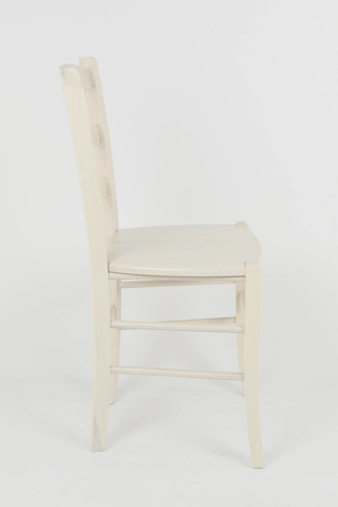 Set 4 Sedie Venice Tommychairs, robusta struttura in legno di faggio verniciata in anilina bianca e seduta in legno