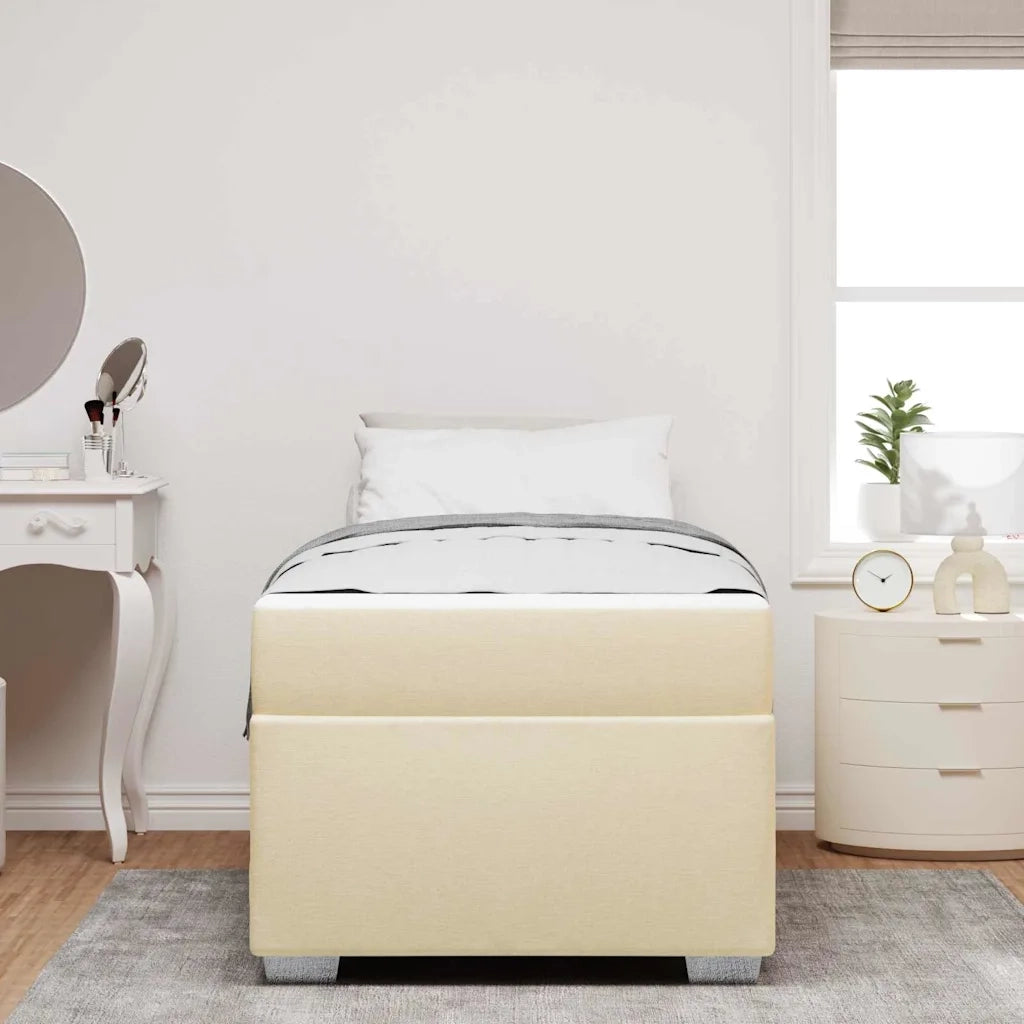 Struttura del letto con materasso Crema 90 x 200 cm Tessuto