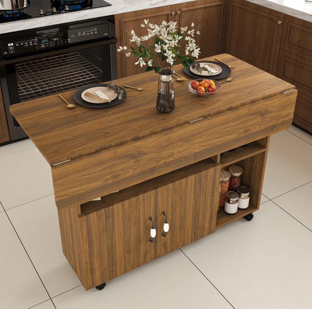 TAVOLO Pieghevole Mobile 3 in 1 110x70x80 cm MDF Color Noce