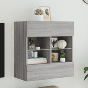 Mobile TV a Parete con Luci LED Grigio Sonoma 58,5x30x60,5 cm 837097