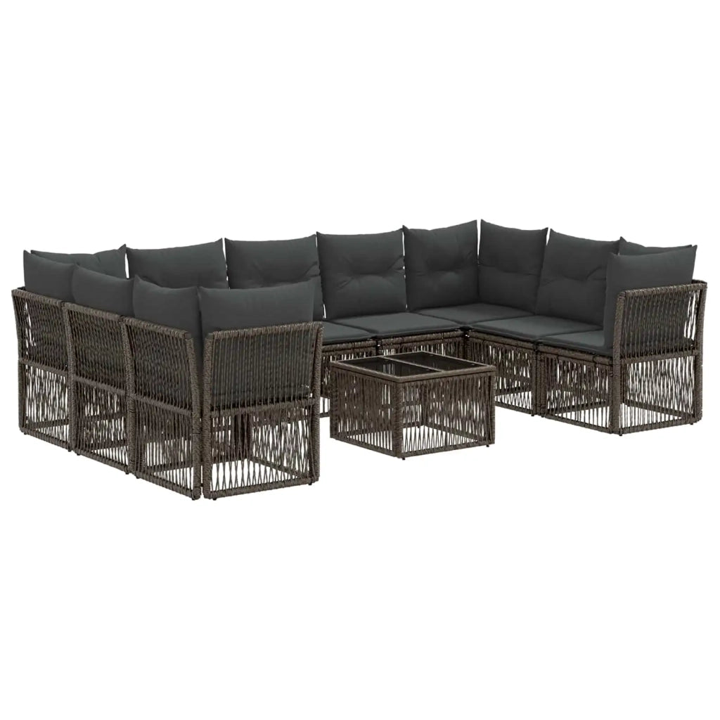 Set Divano da Giardino 10 pz Grigio polyrattan 3434342