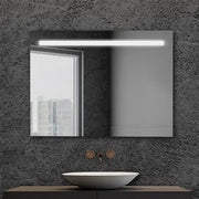 Specchio bagno 90x60 cm con fascia LED superiore bianco naturale
