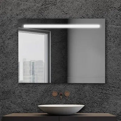 Specchio bagno 90x60 cm con fascia LED superiore bianco naturale