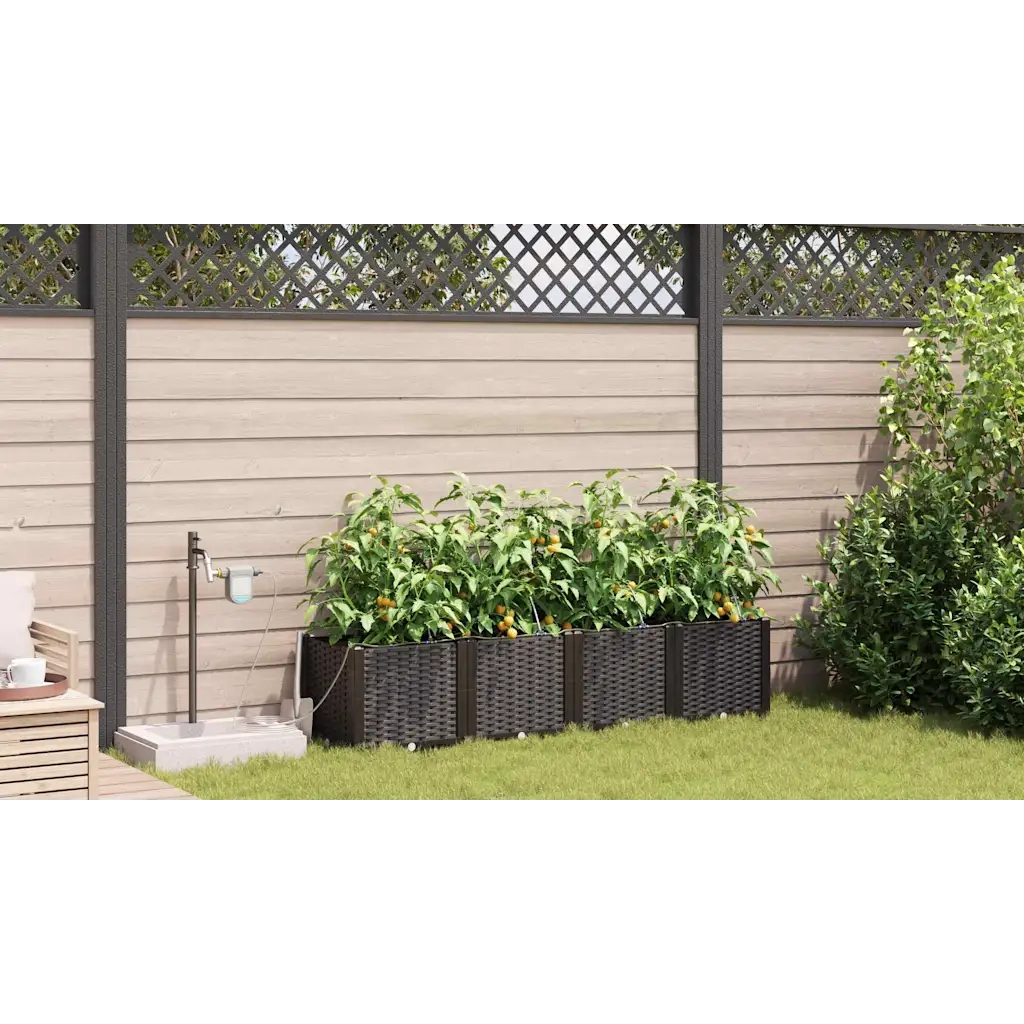 Vaso da giardino 4 pcs Marrone Plastica 42002824