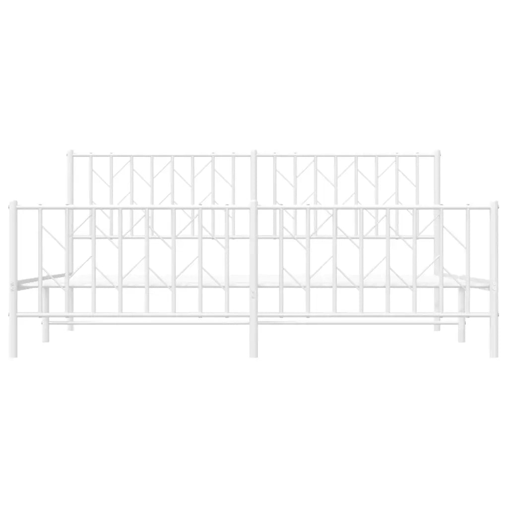 Giroletto con Testiera e Pediera Metallo Bianco 183x213 cm 374509