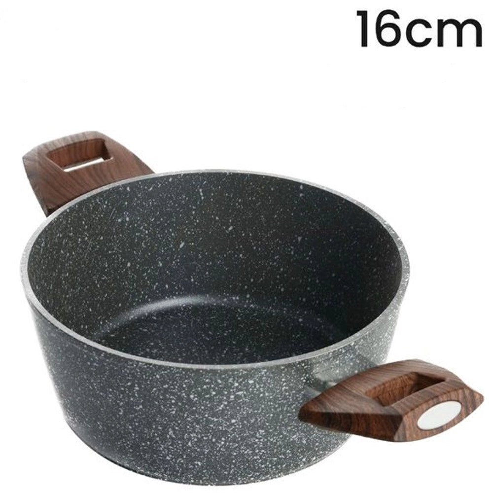 Trade Shop - Casseruola Con 2 Manici Legno Pentola Antiaderente Antigraffio Per Induzione Da ø16 A 24cm -    -diametro 16cm   -