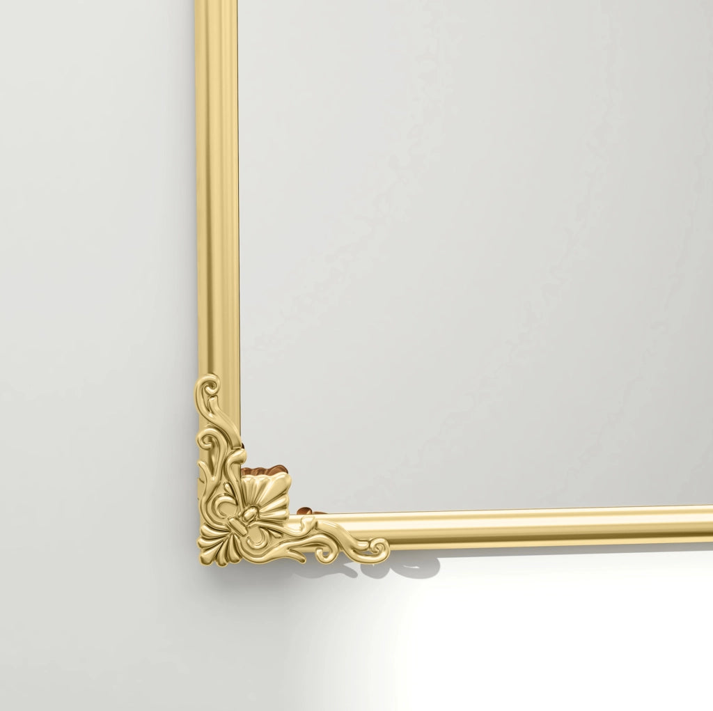 Specchio da Parete Barocco 60x87 cm con Cornice in Metallo Dorato per Bagno, Soggiorno e Camera da Letto